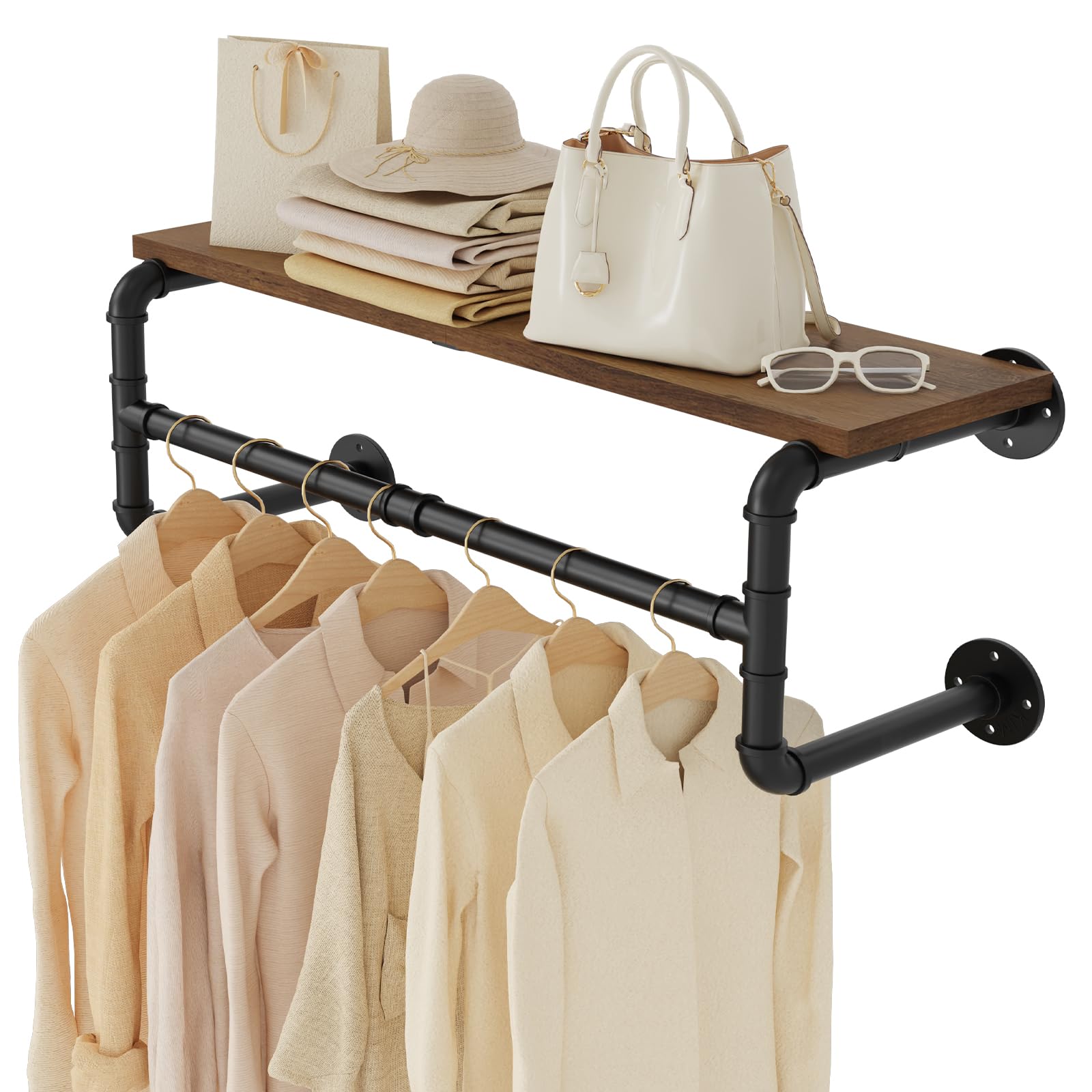 Amazon.com: Yawinhe Industrial Pipe Clothes Rack with Top